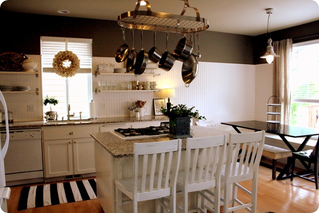 striped rug in the kitchen