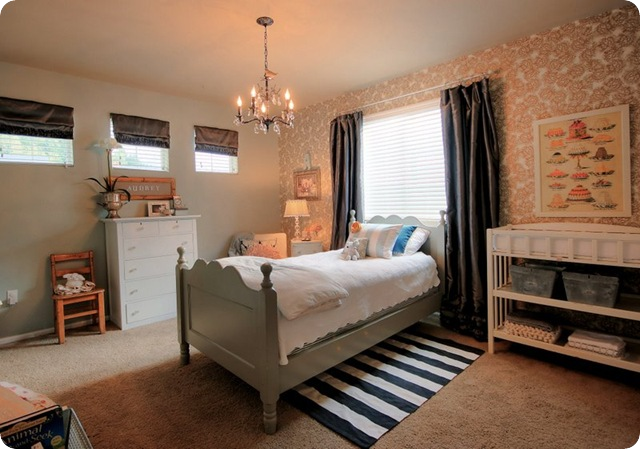 striped rug in nursery