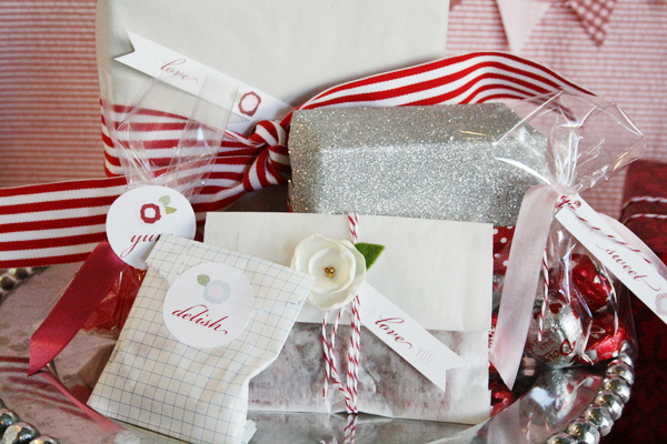 packages on cake plate