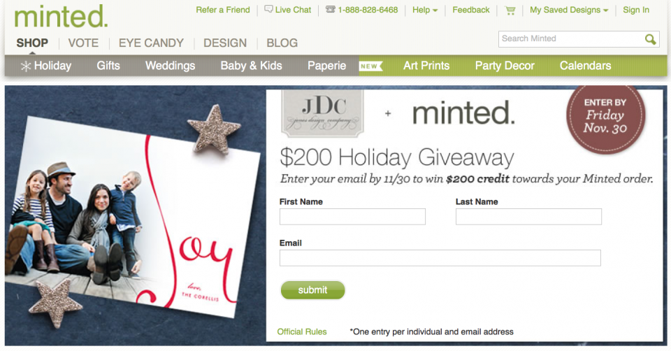 jdc + minted giveaway